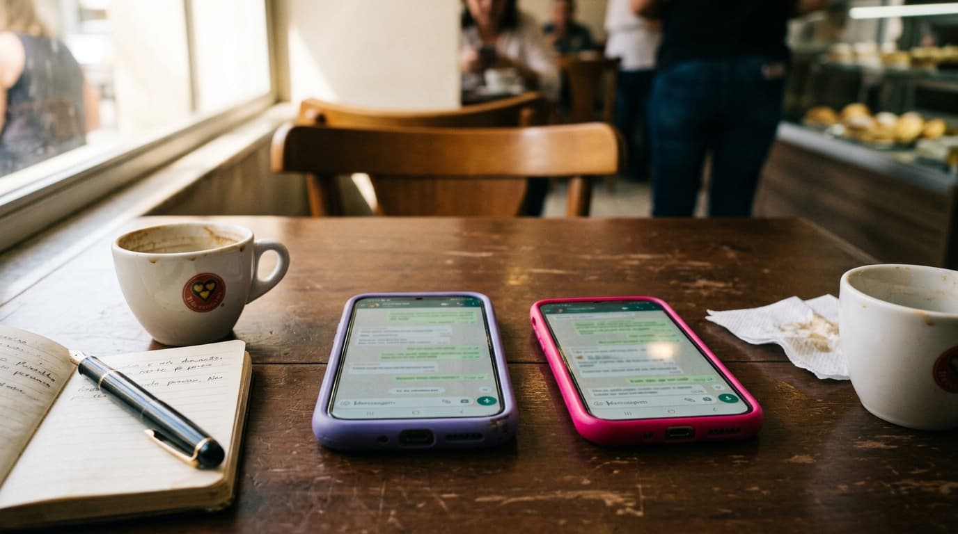 Smartphones com WhatsApp aberto